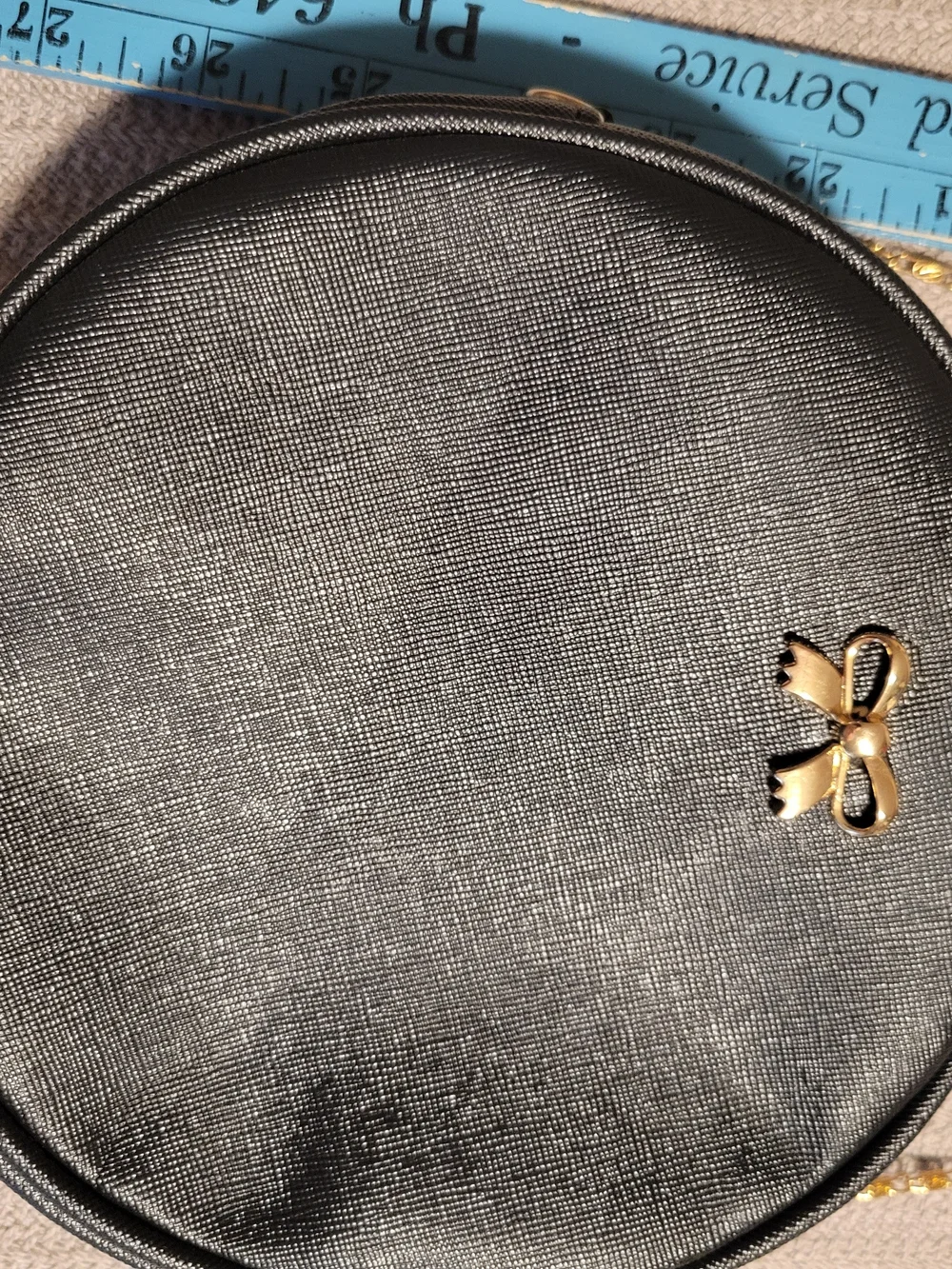 Black Round Crossbody Bag with Gold Chain